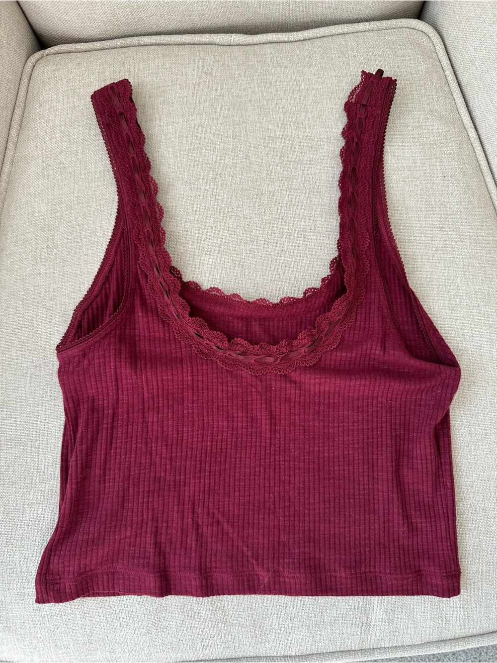 aerie “real good” ribbon lace lounge top